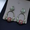 Unique oxidised dangler earrings with stone work and silver plating