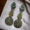 Lightweight oxidised silver plated flower dangler earrings with pearl and stone work.