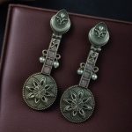 Lightweight Unique Flower Dangler Earrings with Traditonal Pearl & Stone Silver Plated Jewelry - "Baby Pink"