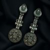 Lightweight oxidised silver plated flower dangler earrings with pearl and stone work.