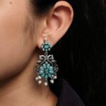 Silver Plated Peacock Dangler Earrings with Stone and Pearl – Best Ethnic Jewelry for Women
