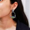 Unique oxidised dangler earrings with stone work and silver plating