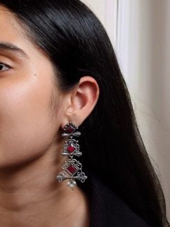 Floral Design 3 Layer Earrings with Pearls & Stones – Stylish Dangler Best Jewelry for Women