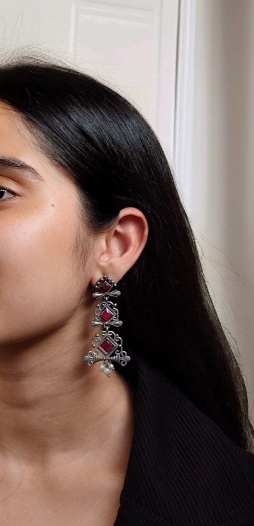 Floral Design 3 Layer Earrings with Pearls & Stones – Stylish Dangler Best Jewelry for Women