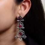 Floral Design 3 Layer Earrings with Pearls & Stones – Stylish Dangler Best Jewelry for Women