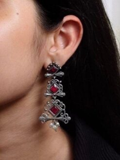 Floral Design 3 Layer Earrings with Pearls & Stones – Stylish Dangler Best Jewelry for Women