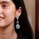 Lightweight Unique Flower Dangler Earrings with Traditonal Pearl & Stone Silver Plated Jewelry