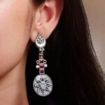 Lightweight Unique Flower Dangler Earrings with Traditonal Pearl & Stone Silver Plated Jewelry