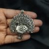 Traditional peacock design pendant in oxidized German silver for DIY jewelry.