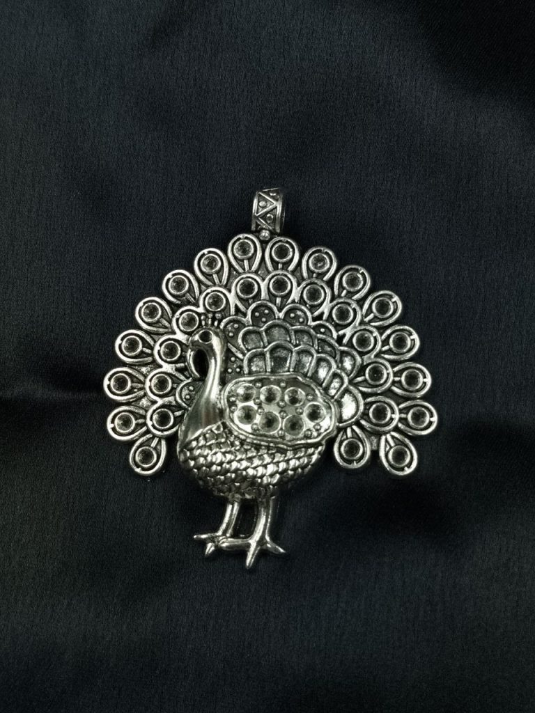 Bulk 690 Best Traditional Peacock Pendant in German Silver – Oxidized DIY Parts Jewelry