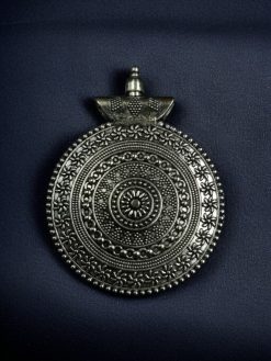 Silver plated floral art pendant for DIY jewelry making.