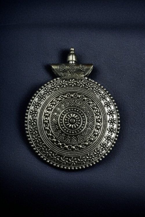 Silver plated floral art pendant for DIY jewelry making.