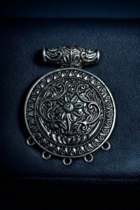 Handcrafted Circle Floral Art Pendant – Jewelry Making Accessory