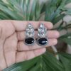 Oxidised stud earrings with Monalisa stone