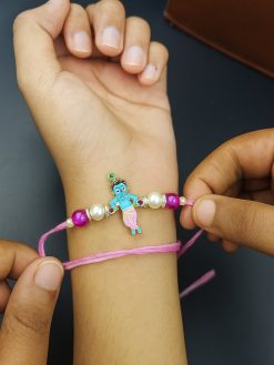 Gold Plated Krishna Rakhi for Brother 2025