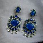 Affordable Oxidized Bird Silver Replica Stone Earrings | Premium Jewelry Gift For Her - "Blue"
