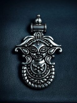 Antique Finish Durga Maa Pendant in German Silver for DIY Jewelry