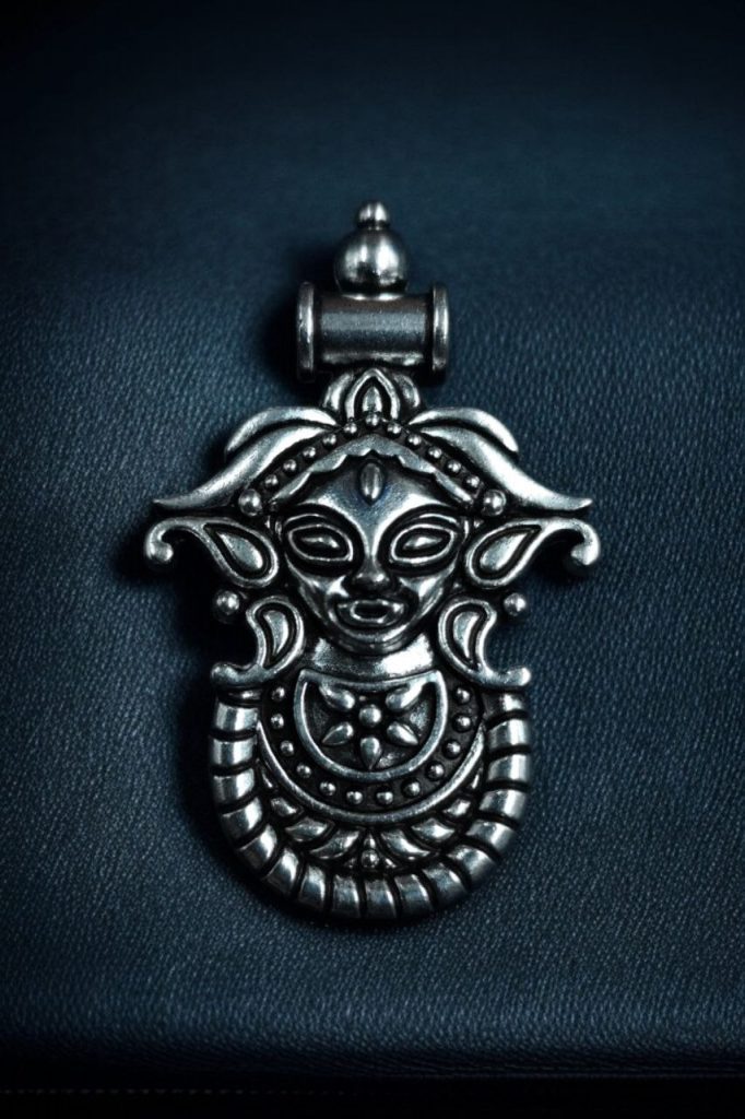 Bulk 982 Antique Finish Durga Maa Pendant – German Silver DIY Jewelry Raw Material