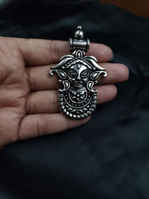Antique Finish Durga Maa Pendant in German Silver for DIY Jewelry