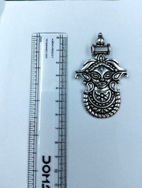Antique Finish Durga Maa Pendant in German Silver for DIY Jewelry