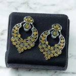 Traditional Silver Replica Stone Dangler Earrings – Oxidized Best Peacock Design Jewelry Gift for Her - "Yellow"