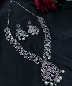 Ethnic Peacock Long Necklace with Stone and Pearl Work – Traditional Jewelry for Women