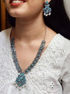 Ethnic Peacock Long Necklace with Stone and Pearl Work – Traditional Jewelry for Women