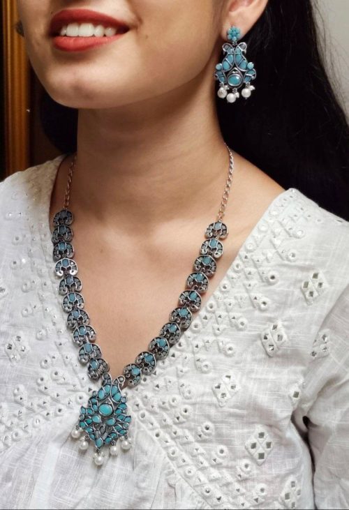 Ethnic Peacock Long Necklace with Stone and Pearl Work – Traditional Jewelry for Women