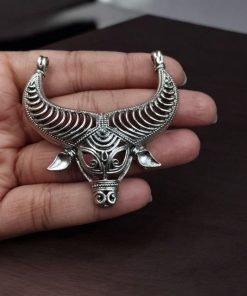 Silver Plated Antique Nandi Pendant for DIY Jewelry