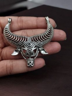 Silver Plated Antique Nandi Pendant for DIY Jewelry