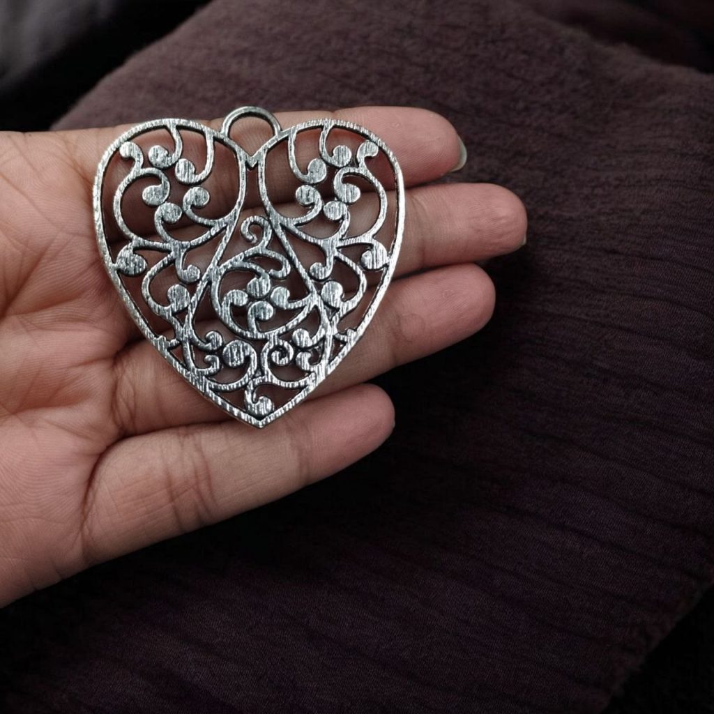 Bulk 956 German Silver Heart Design Pendant – DIY Jewelry Making Raw Material