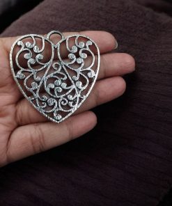 German Silver Heart Pendant for DIY Jewelry