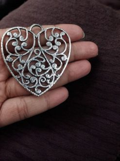 German Silver Heart Pendant for DIY Jewelry