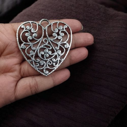 German Silver Heart Pendant for DIY Jewelry