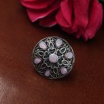 Trendy Oxidized Heart Ring – Silver Plated Stone Jewelry for Perfect Casual Wear - Baby Pink"