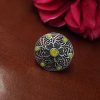 Traditional oxidized silver plated ring for daily wear