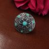 Traditional oxidized silver plated ring for daily wear