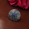 Traditional oxidized silver plated ring for daily wear