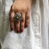 Traditional oxidized silver plated ring for daily wear