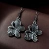 Silver plated butterfly dangler earrings with hook design