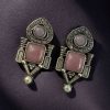 Western style earrings with pearl and Monalisa stone
