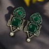 Western style earrings with pearl and Monalisa stone