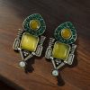 Western style earrings with pearl and Monalisa stone