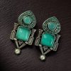 Western style earrings with pearl and Monalisa stone