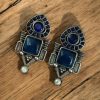 Western style earrings with pearl and Monalisa stone
