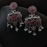 Best Silver Plated Peacock Earrings with Pearl & Stone – Traditional Ethnic Jewelry For Girls