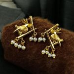 Gold Plated Ethnic Bird Earrings with Pearl Detailing – Perfect Traditional Jewelry for Women - "Yellow"