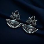 Oxidized Silver Plated Peacock Dangler Earrings | Best Traditional Ethnic Stone Detailing Jewelry - "Black"