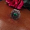 Oxidized silver plated round stone ring for women