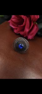 Oxidized Silver Plated Round Stone Ring – Daily Wear Perfect Jewelry for Women - color: "Blue"